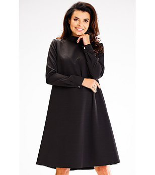 Черна трапецовидна рокля Klara снимка