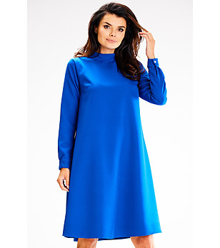 Синя рокля със свободна кройка Madlen снимка