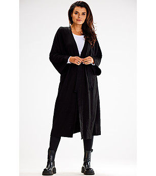 Черна дълга дамска жилетка Bonnie снимка