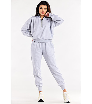 Светлосиво дамско памучно долнище Presiana снимка