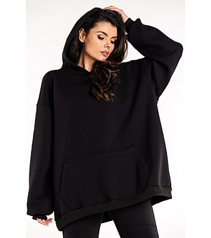 Черен дамски оversize суитшърт от памук Jerry снимка