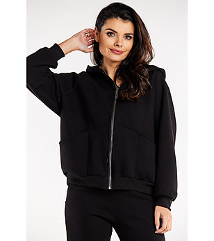 Черен памучен дамски суитшърт Joana снимка