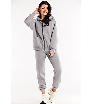 Сиво памучно дамско спортно долнище Jinna снимка