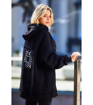 Черен памучен овърсайз дамски суитшърт Lorna снимка