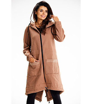 Асиметричен дамски памучен суитшърт в бежово Nelly снимка