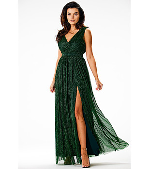 Дълга тъмнозелена рокля Melisa снимка