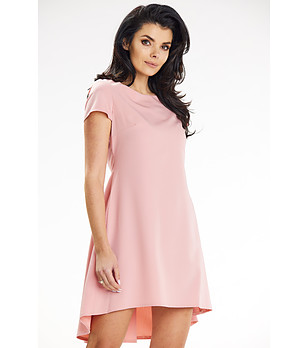 Асиметрична рокля в цвят розова пудра Noel снимка