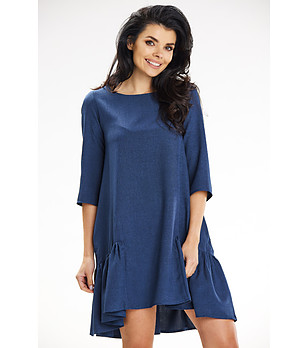 Тъмносиня рокля с джобове Dilara снимка