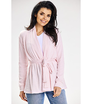 Дамска жилетка в цвят розова пудра Zera снимка