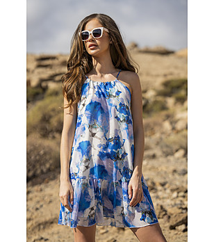 Шифонена рокля в синьо и бяло Alexa снимка