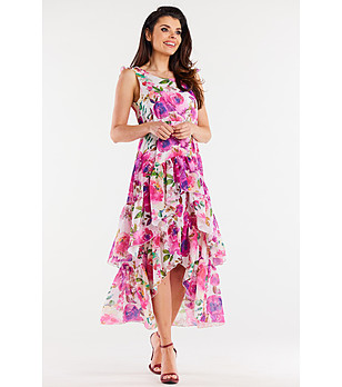 Асиметрична шифонена рокля в розови нюанси Ofelia снимка