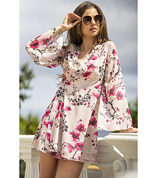 Рокля с принт черешов цвят Tereza снимка