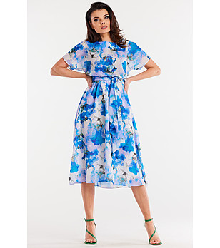 Рокля в синьо и бяло от шифон Dolores снимка