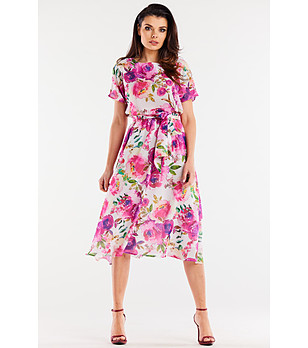 Рокля с розов флорален принт Bretta снимка