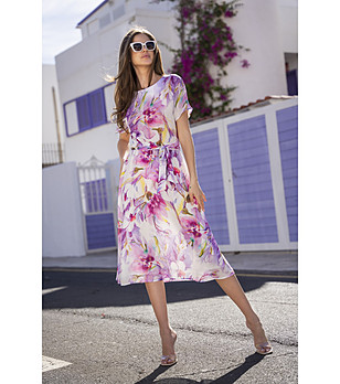 Рокля с лилав флорален принт Bretta снимка