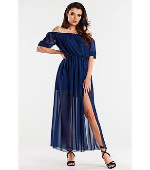 Дълга тъмносиня рокля Nani снимка