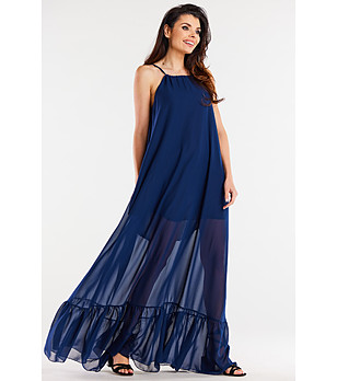 Дълга тъмносиня рокля Irda снимка