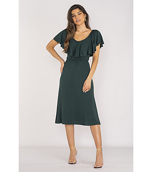 Тъмнозелена рокля с волан Alfina снимка