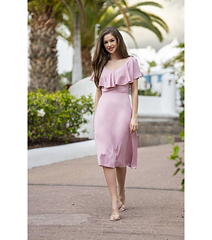 Розова рокля с волан Alfina снимка