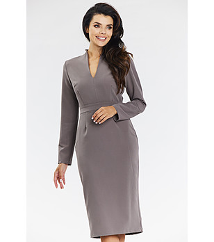 Рокля в цвят таупе Linga снимка