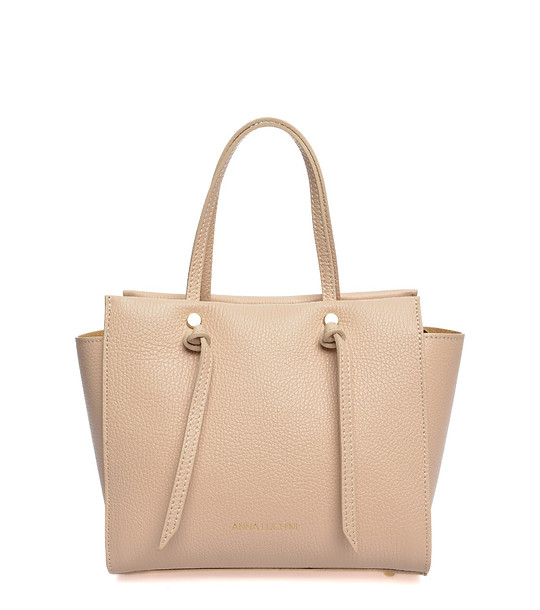 Дамска кожена чанта в цвят пудра снимка