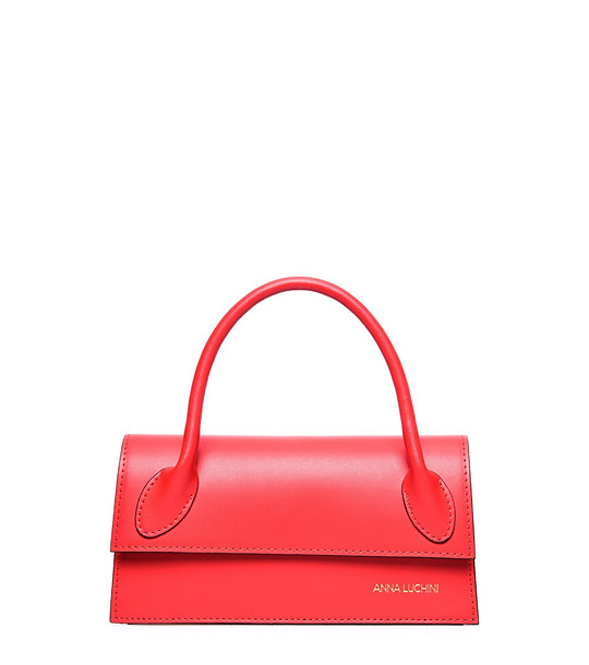 Дамска кожена чанта Carlie в червен нюанс снимка