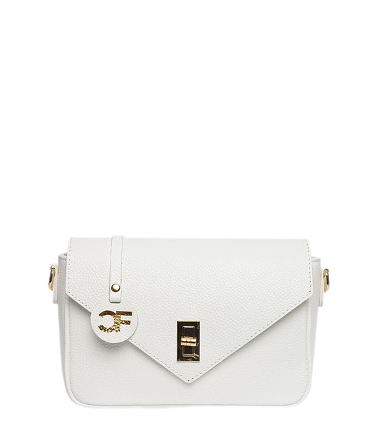 Бяла дамска чанта от естествена кожа снимка