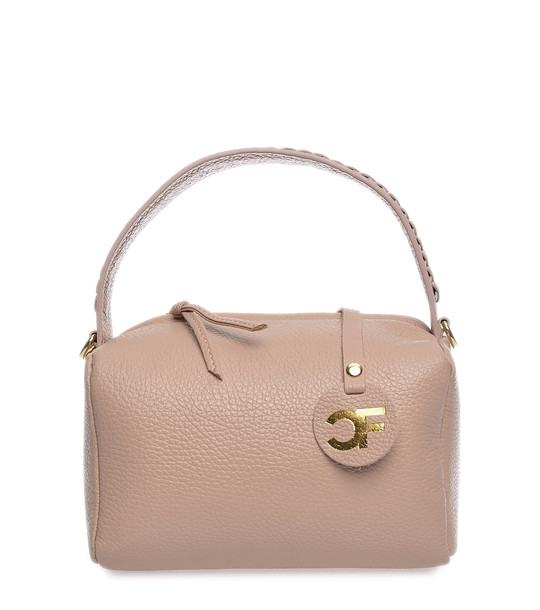 Дамска чанта от естествена кожа в цвят пудра снимка