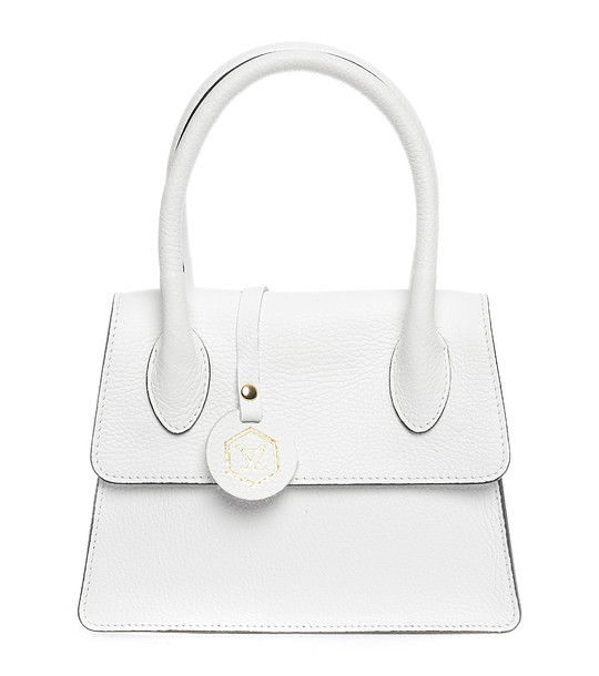 Малка бяла дамска кожена чанта снимка