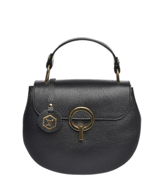 Кожена черна дамска чанта за през рамо Trina снимка