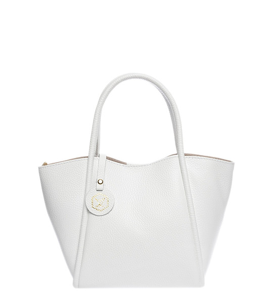 Бяла дамска чанта от естествена кожа снимка