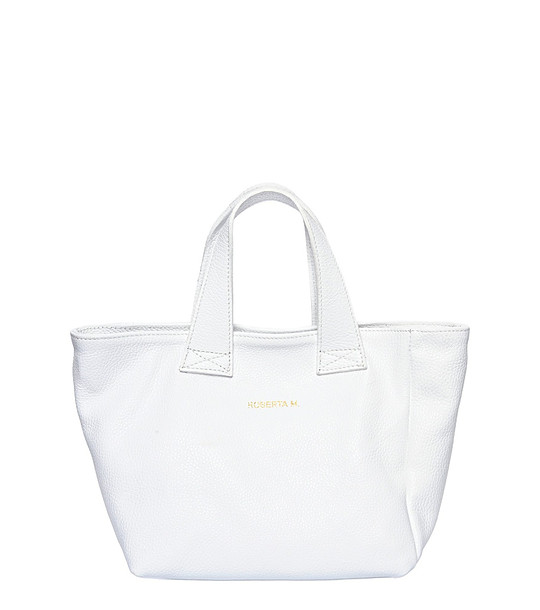 Дамска бяла чанта от естествена кожа снимка