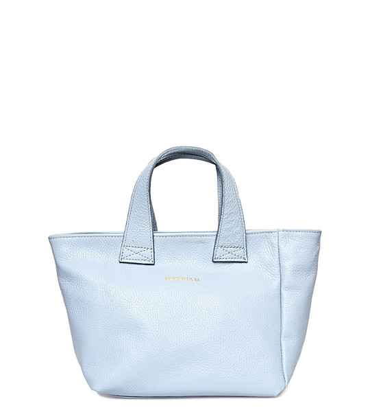 Дамска светлосиня чанта от естествена кожа снимка