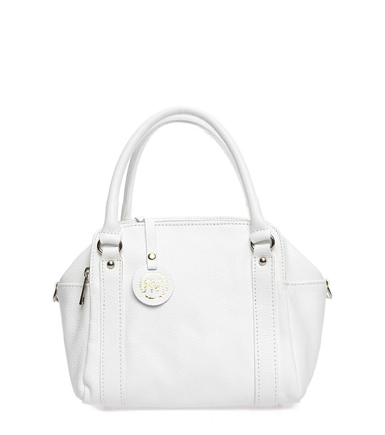 Дамска кожена бяла чанта снимка