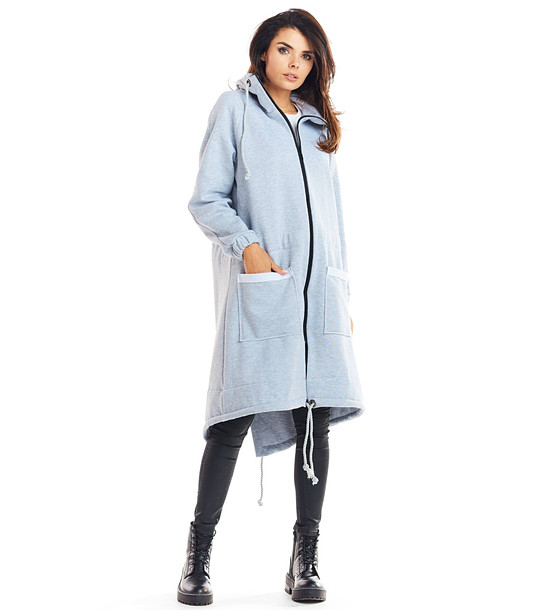 Сиво дамско дълго спортно манто Riri снимка