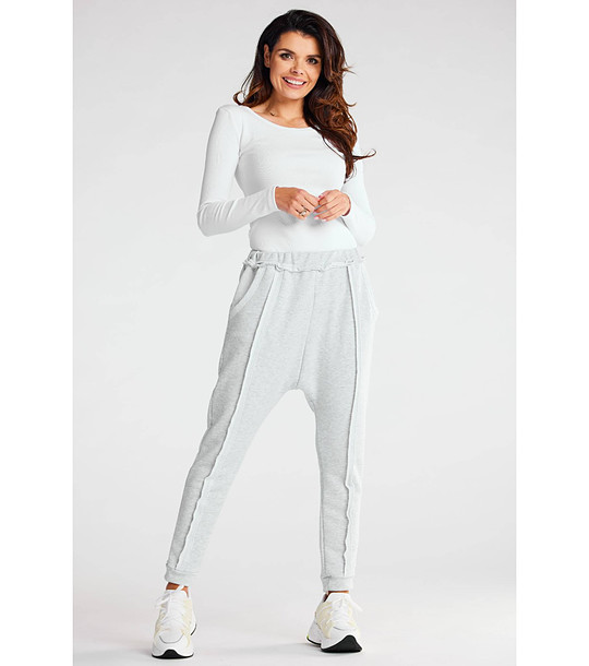 Светлосиво памучно дамско спортно долнище Rada снимка