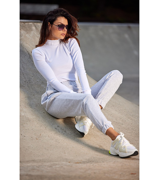 Памучно дамско спортно долнище в сив меланж Roxie снимка