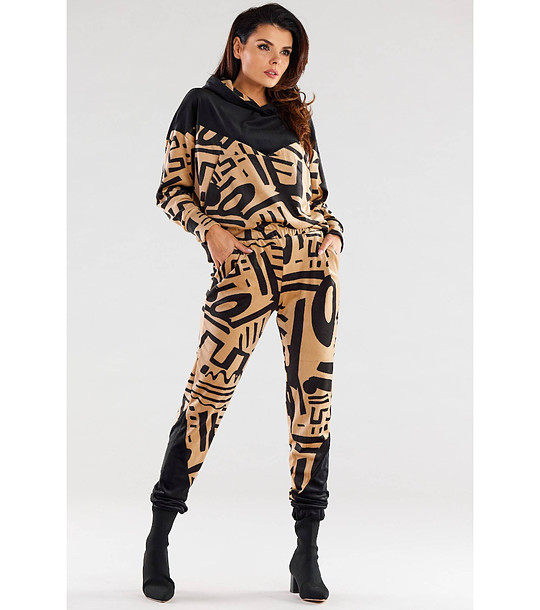 Дамски панталон в бежово и черно Radinora снимка