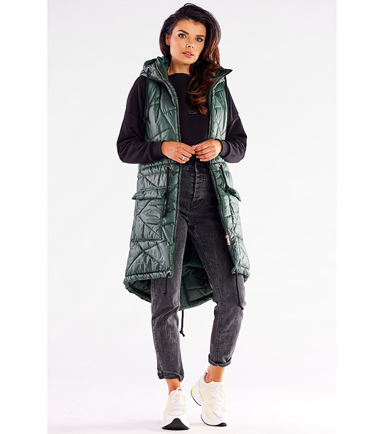 Тъмнозелена дамска капитонирана грейка Cameron снимка