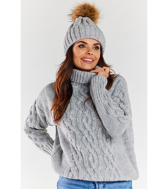 Сива дамска зимна шапка Irra снимка