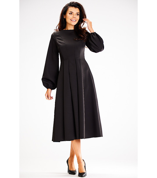 Черна рокля с буфан ръкави Tenesy снимка