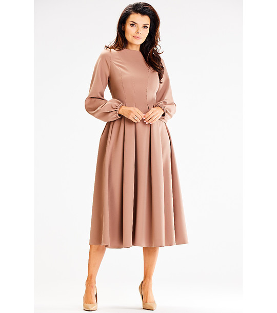 Миди рокля в бежово Ena снимка