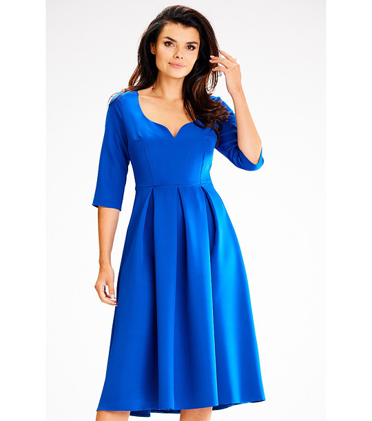 Синя рокля със сърцевидно деколте Leona снимка