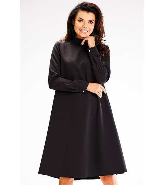 Черна трапецовидна рокля Klara снимка