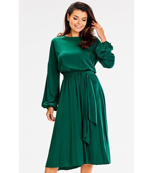 Тъмнозелена рокля с дълги ръкави Letizia снимка