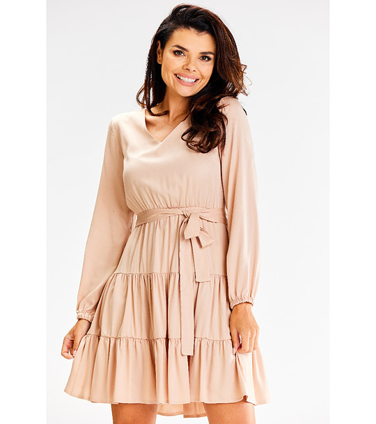 Светлобежова рокля Leyla снимка