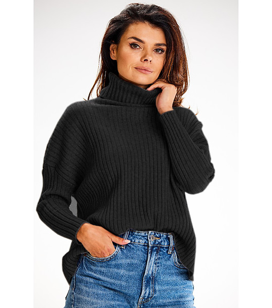 Черен дамски поло пуловер Mery снимка