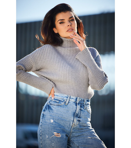 Сив дамски поло пуловер Mery снимка