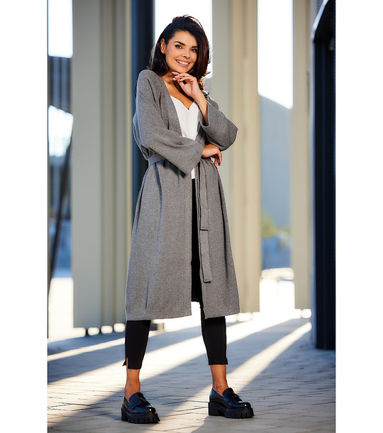 Сива дълга дамска жилетка Aurora снимка