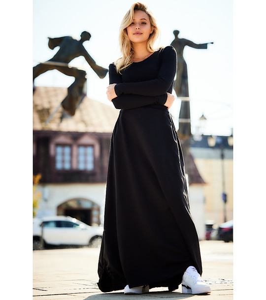 Памучна черна дълга пола Sandra снимка